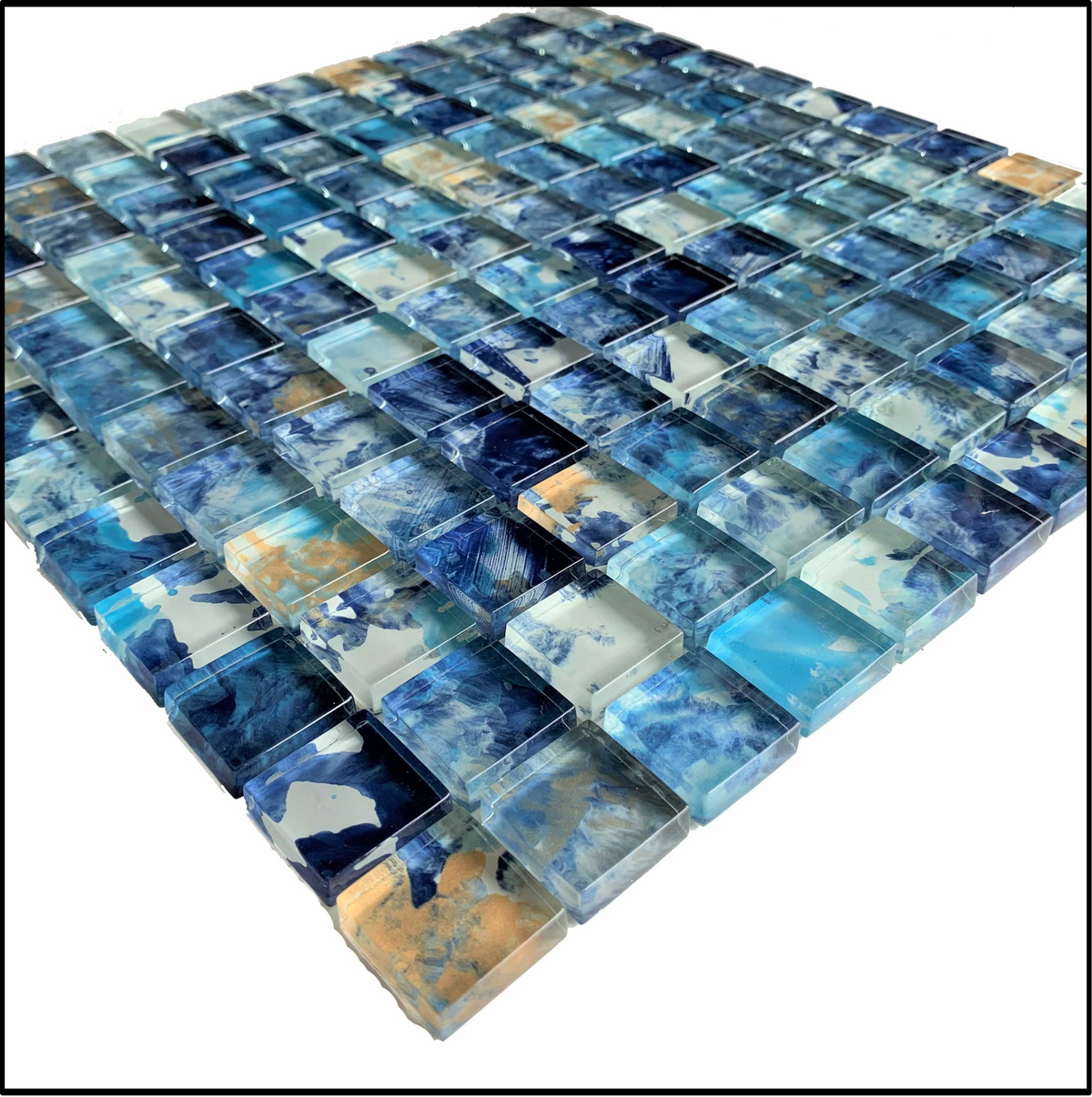 Blue mosaic glass tiles for amazing look
