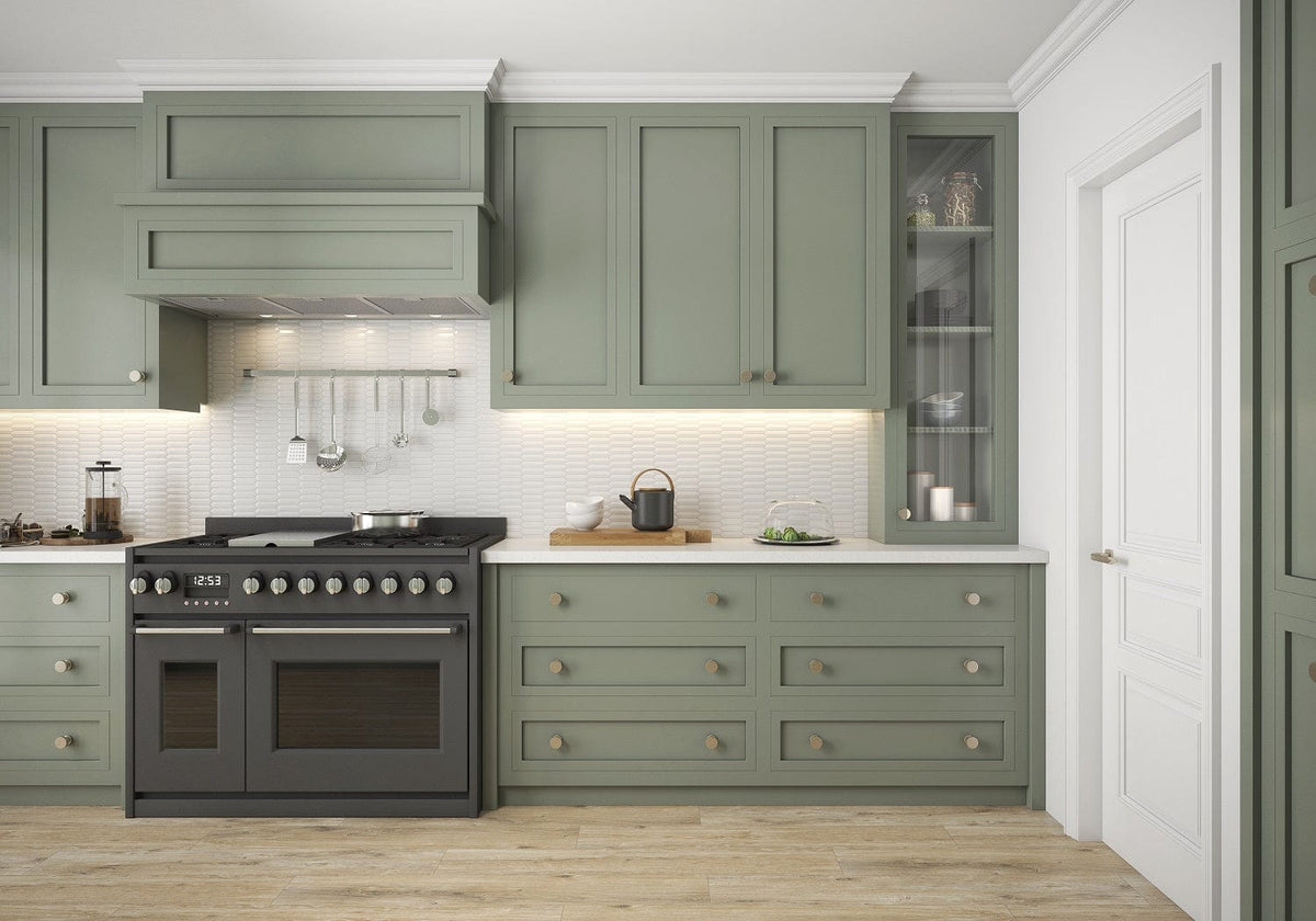 White picket mosaic kitchen backsplash