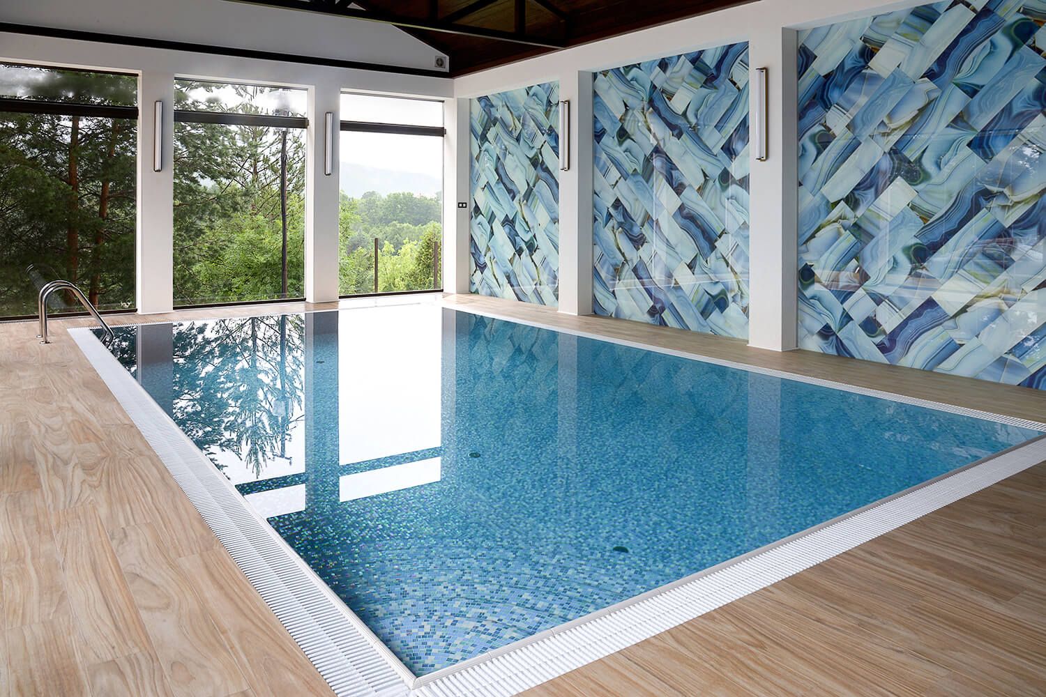 Blue Glass Pool Tiles