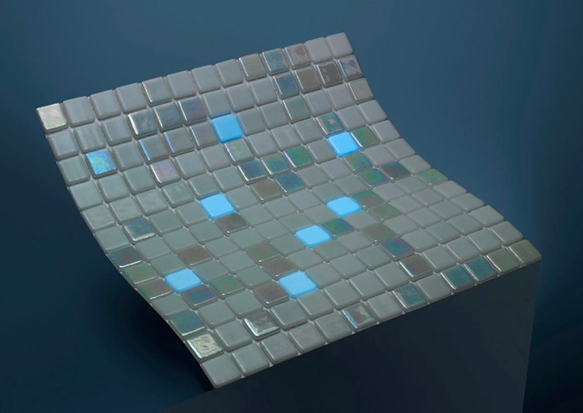 White Glow in the Dark Glass Pool Tile 1x1
