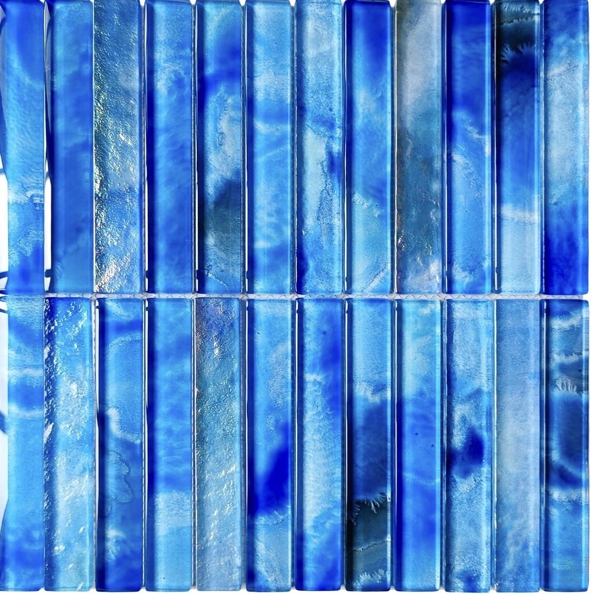 Santorini Blue Stacked 1x6 Glass Tile