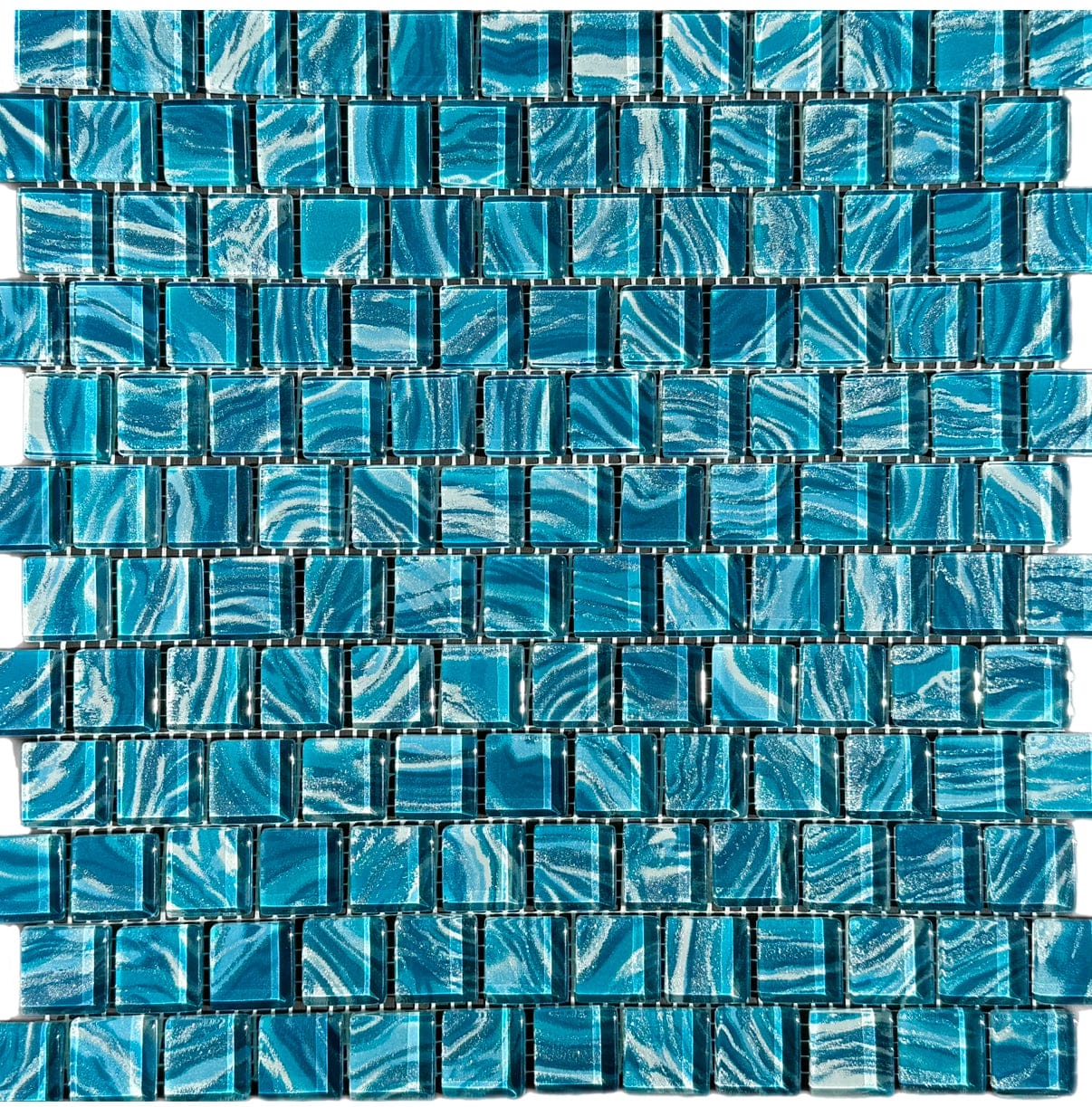High Tide Teal 1x1 Glass Tile - Tiles and Deco