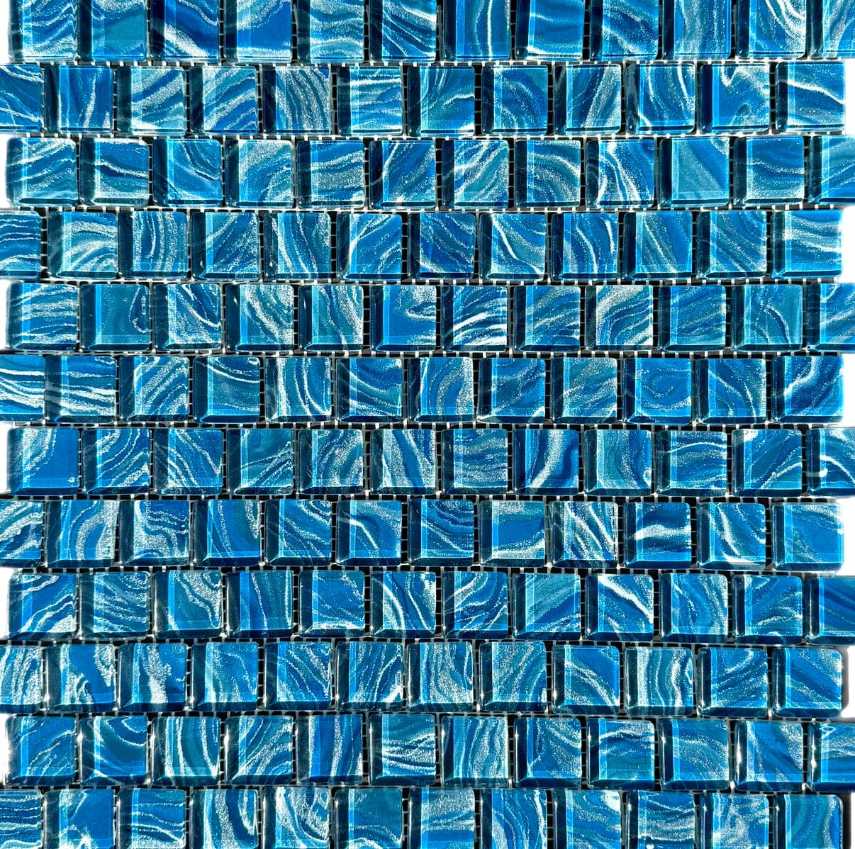 High Tide Navy 1x1 Glass Tile - Tiles and Deco