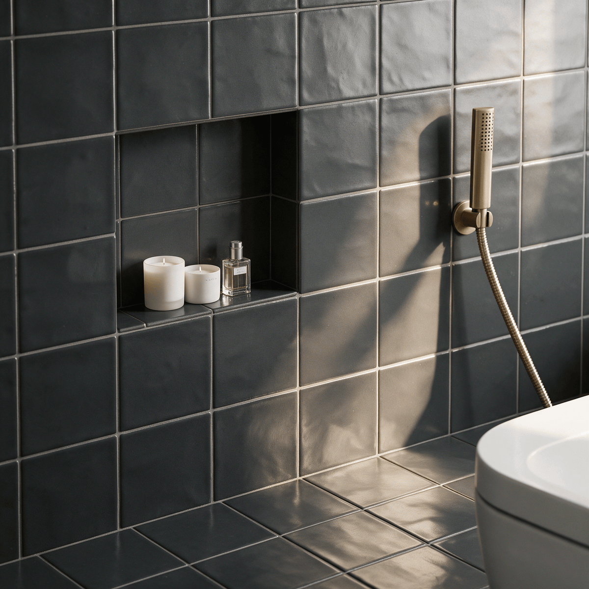 Black Zellige 5" x 5" Matte Ceramic Tile