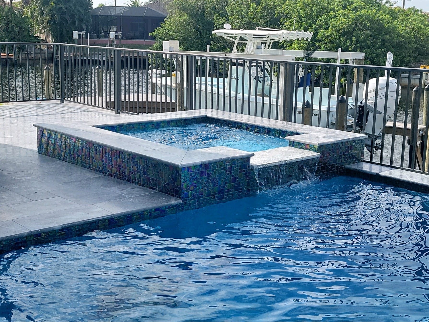 Stylish blue mosaic glass tile perfect for pool