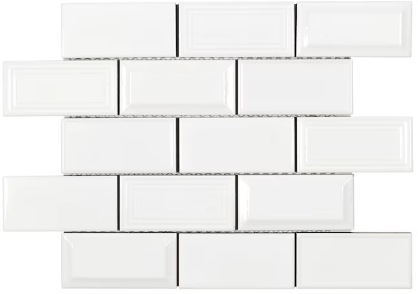 Boutique White Glazed Ceramic Subway Mosaic Wall Tile