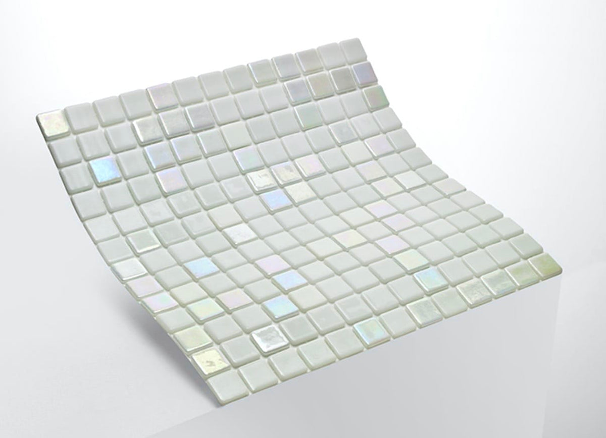 White Glow in the Dark Glass Pool Tile 1x1