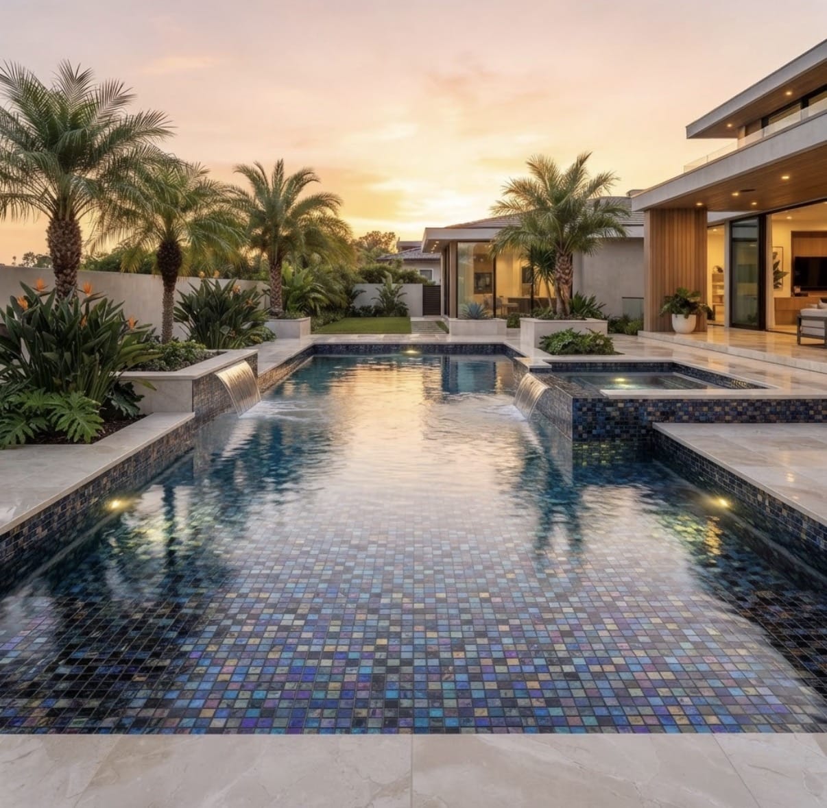 Black Shell Iridescent Pool Tile