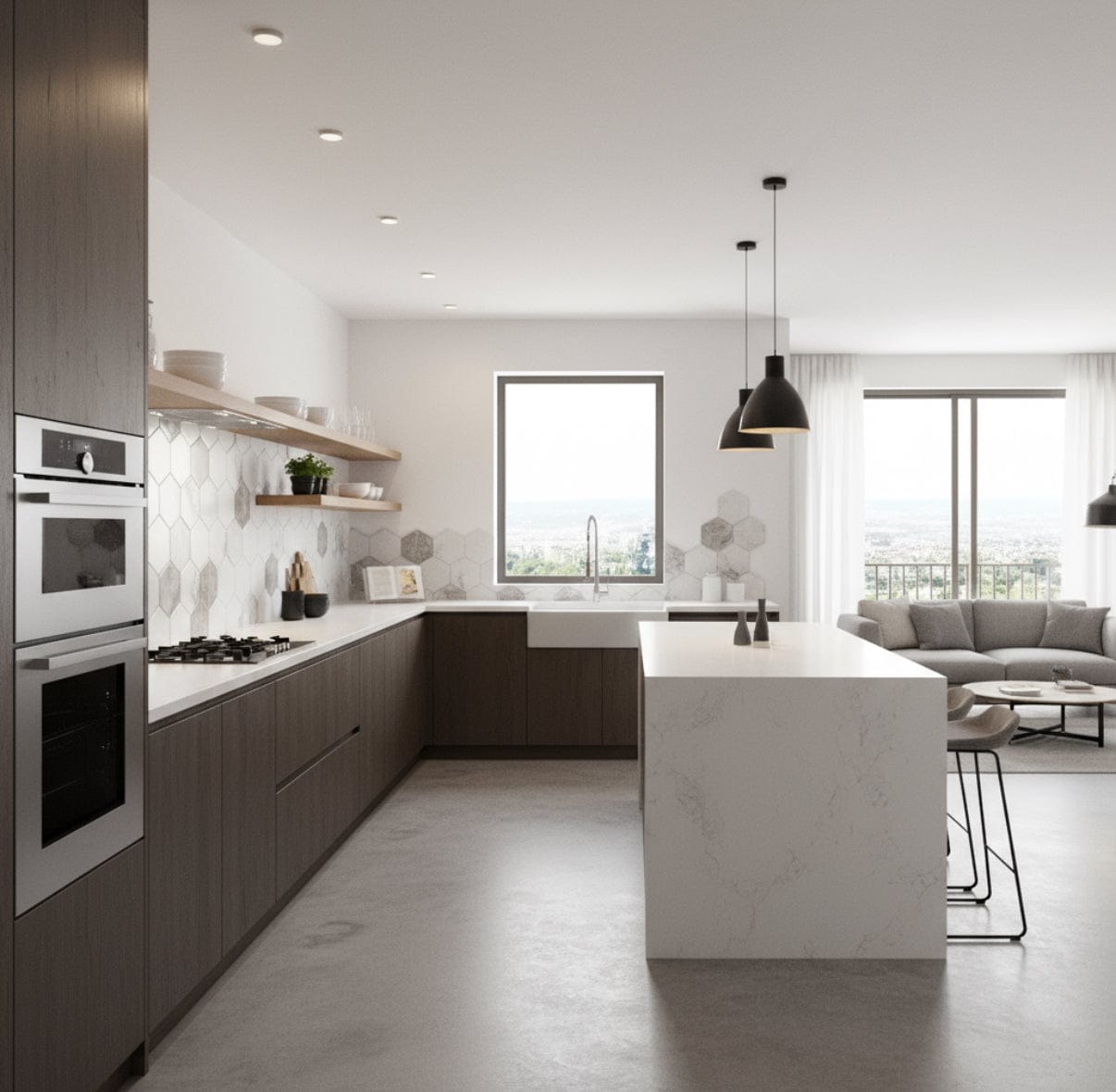 Hexagon Gray Mist Glass Mosaic Tile 6"x7"