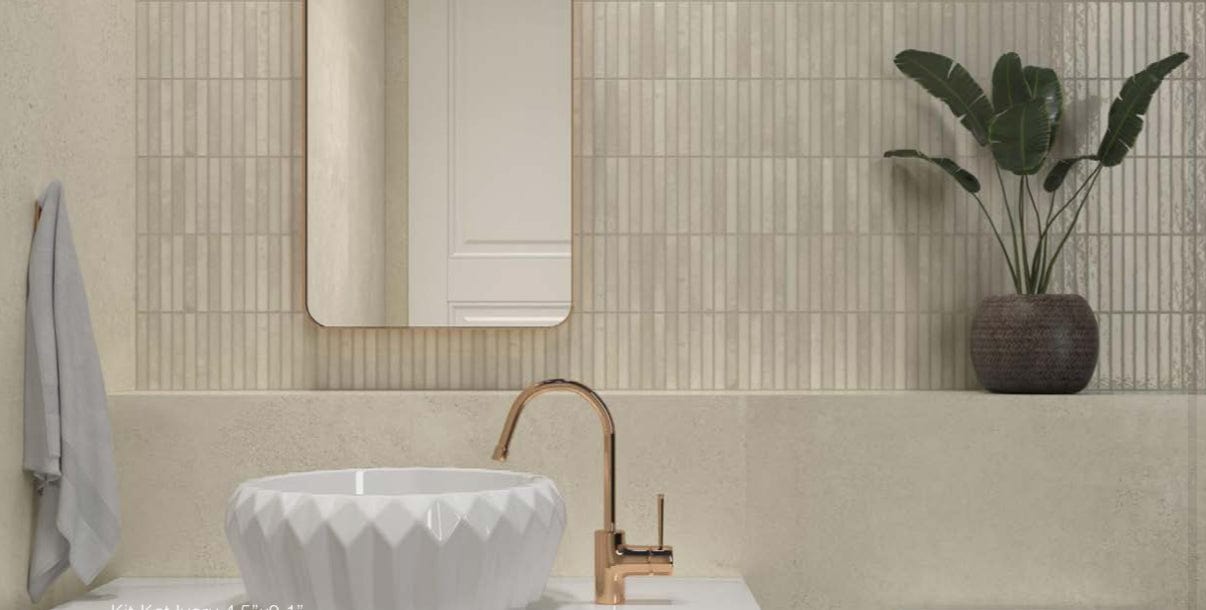 KitKat Ribbon Ivory Porcelain Tile