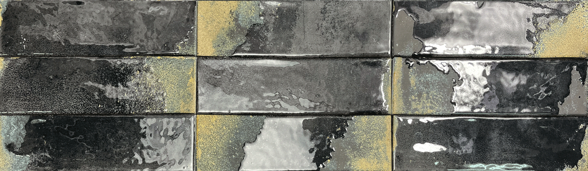 Granadella Carbon 2.5" x 8.8" High-Gloss Porcelain Subway Tile - Tiles and Deco