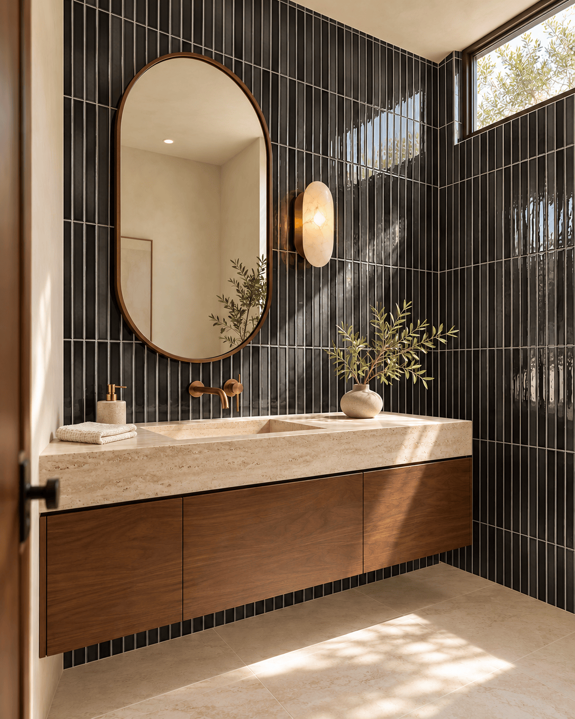 Black Stacked Porcelain Mosaic