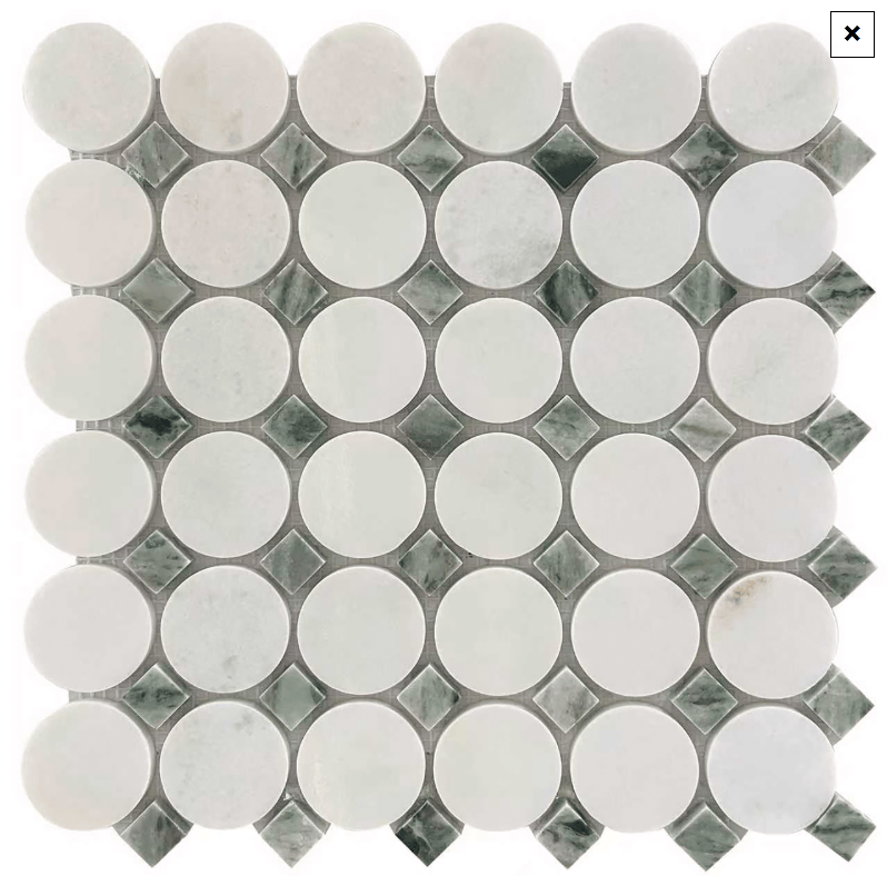 GREEN MARBLE MIX CIRCLE 12X12 Mosaic - Tiles and Deco