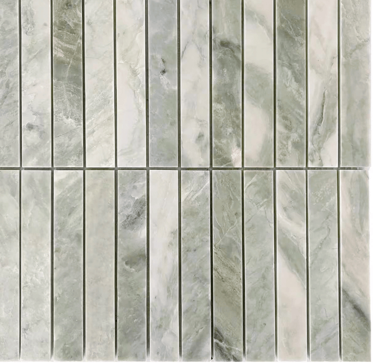 GREEN MARBLE MIX STACKED 12X12 Mosaic - Tiles and Deco
