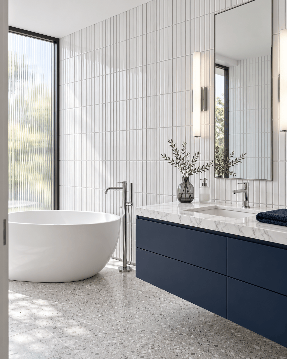White Bright Stacked Porcelain Mosaic