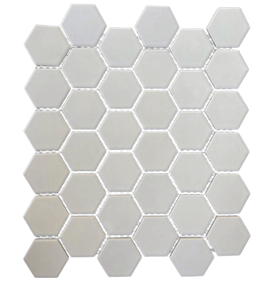 HEX. WHITE SATIN 2X2 Matte Porcelain Mosaic Tile - Tiles and Deco