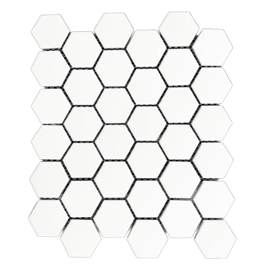 WHITE ANTISLIP 2X2 Hexagon Matte Porcelain Mosaic Tile - Tiles and Deco