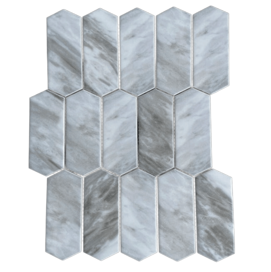 PICKET GREY & WHITE Porcelain Mosaic Tile - Tiles and Deco