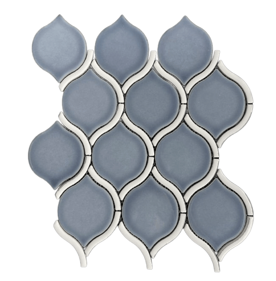 OLIVE SLATE & WHITE Porcelain Mosaic Tile - Tiles and Deco