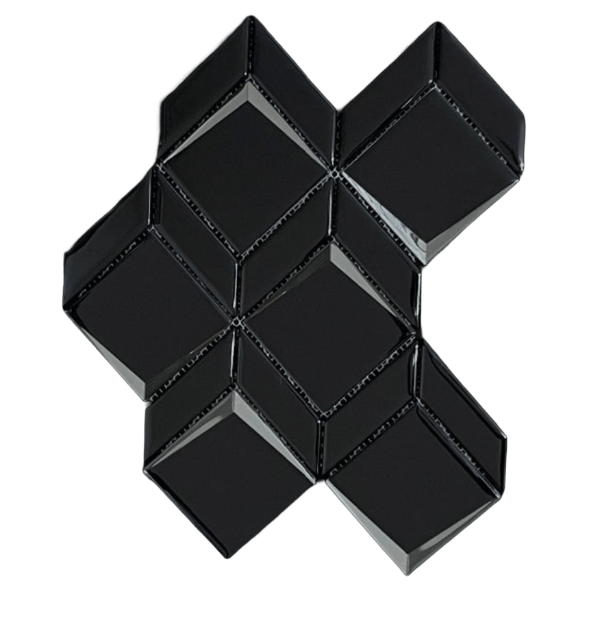 RHOMBUS BL/S MIRROR Glass Mosaic Tile - Tiles and Deco