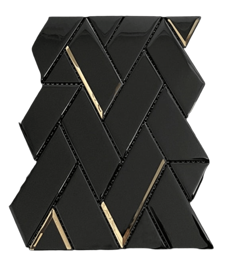 HERRINGBONE B/G MIRROR Glass Mosaic Tile - Tiles and Deco