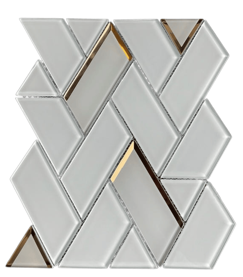 HERRINGBONE W/G MIRROR Glass Mosaic Tile - Tiles and Deco