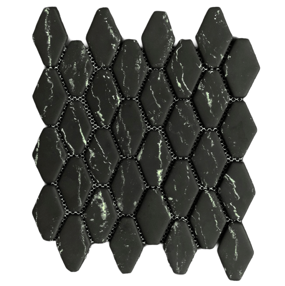 BLACK DIAMOND Recycled Glass Mosaic Tile - Tiles and Deco