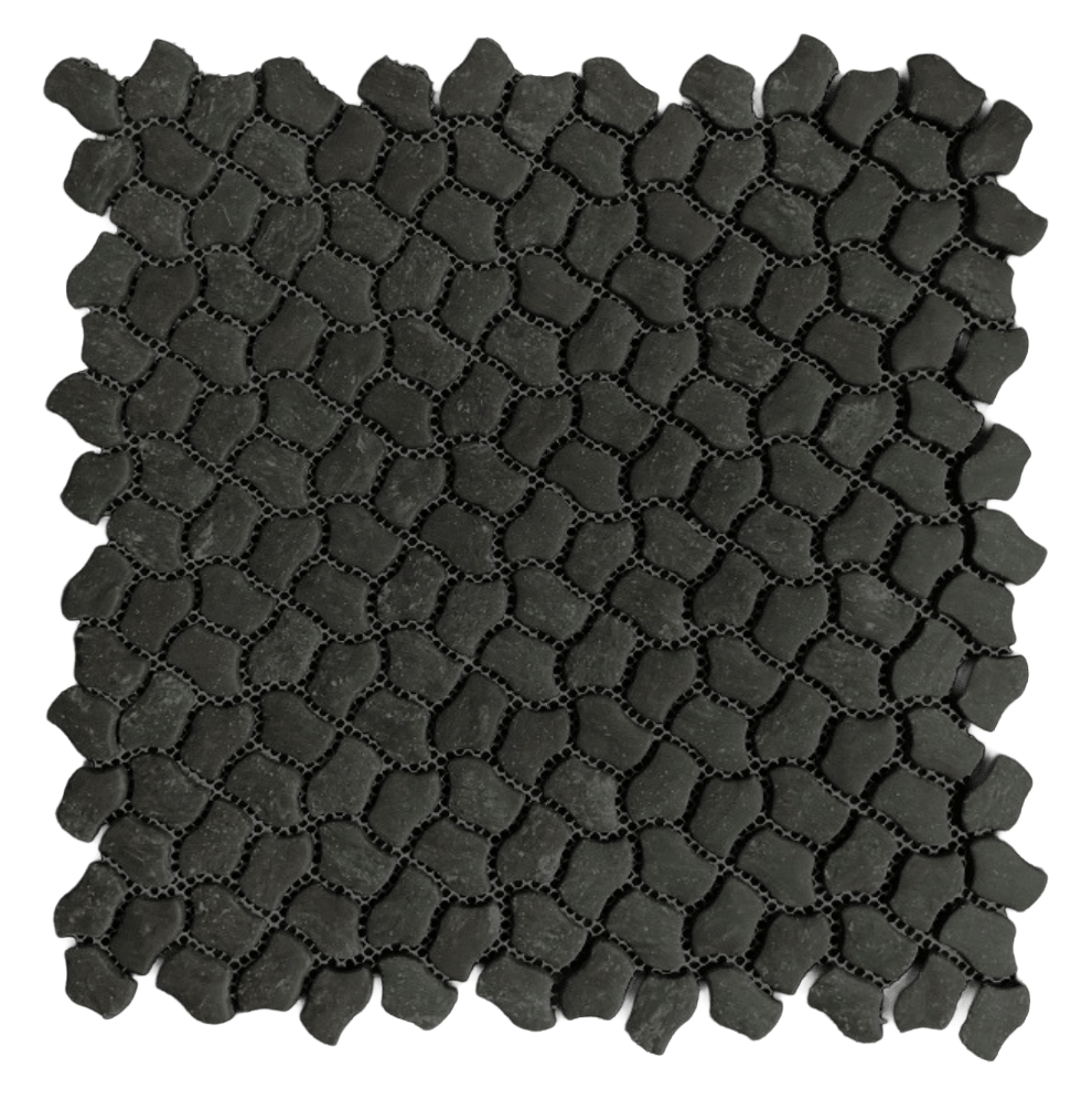 BLACK SMALL PEBBLE Recycled Glass Mosaic Tile - Tiles and Deco