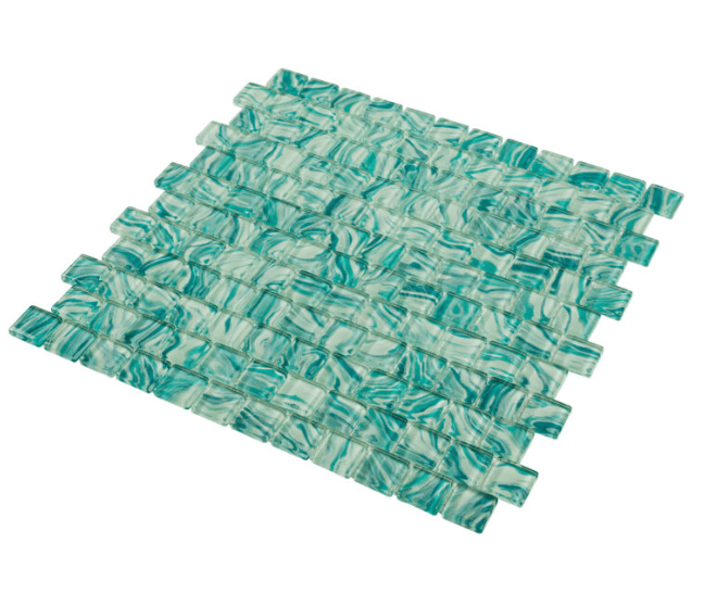 HIGH TIDE TURQUOISE 1X1 Glazed Glass Tile - Tiles and Deco
