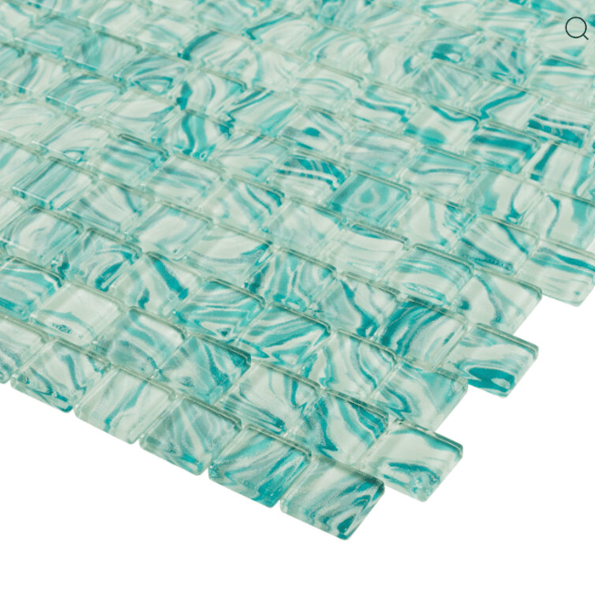 HIGH TIDE TURQUOISE 1X1 Glazed Glass Tile - Tiles and Deco