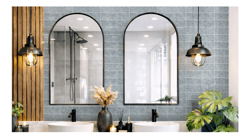 LUX Pewter 3"x12" Recycled Glass Wall Tile