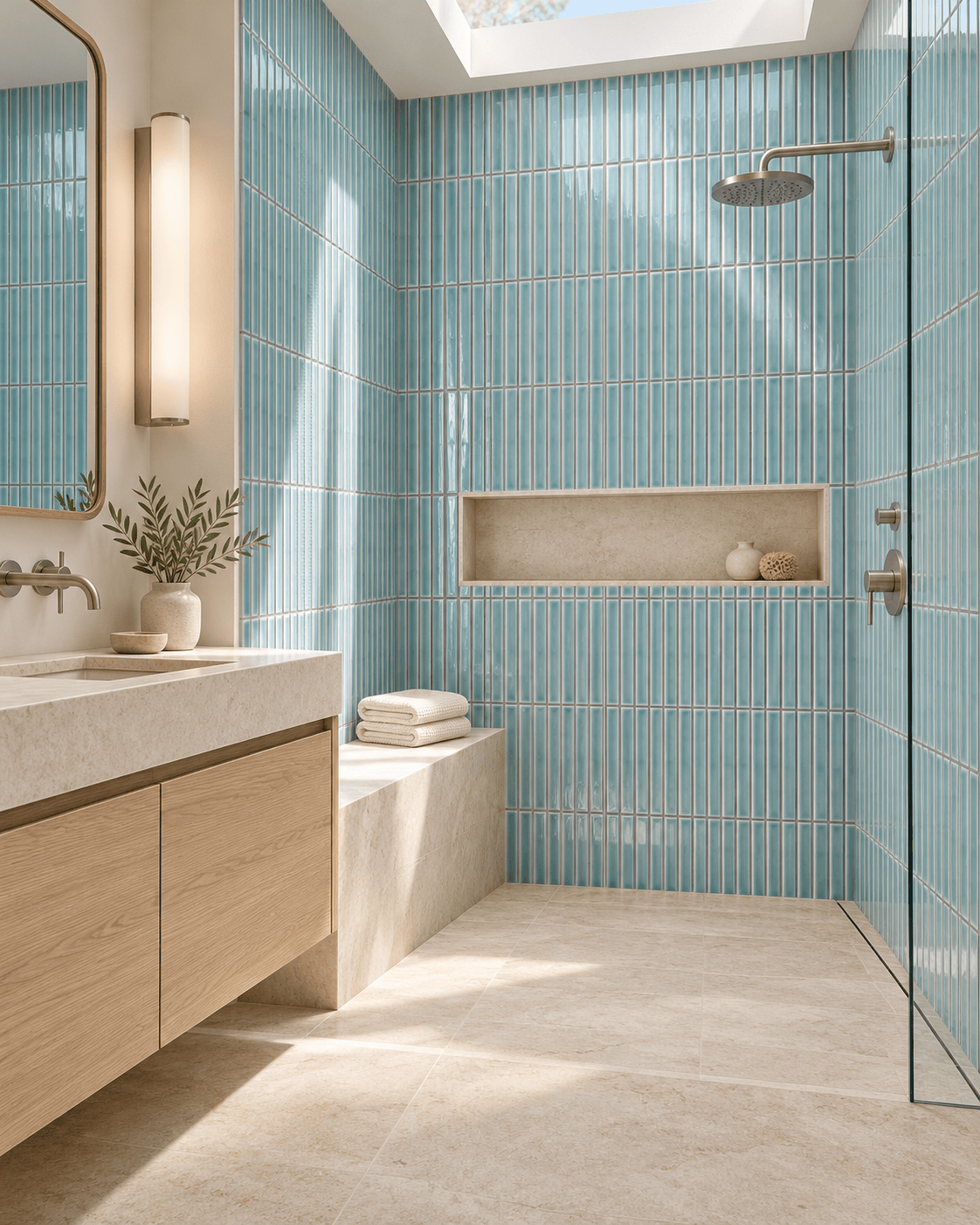 Sky Blue Stacked Porcelain Mosaic
