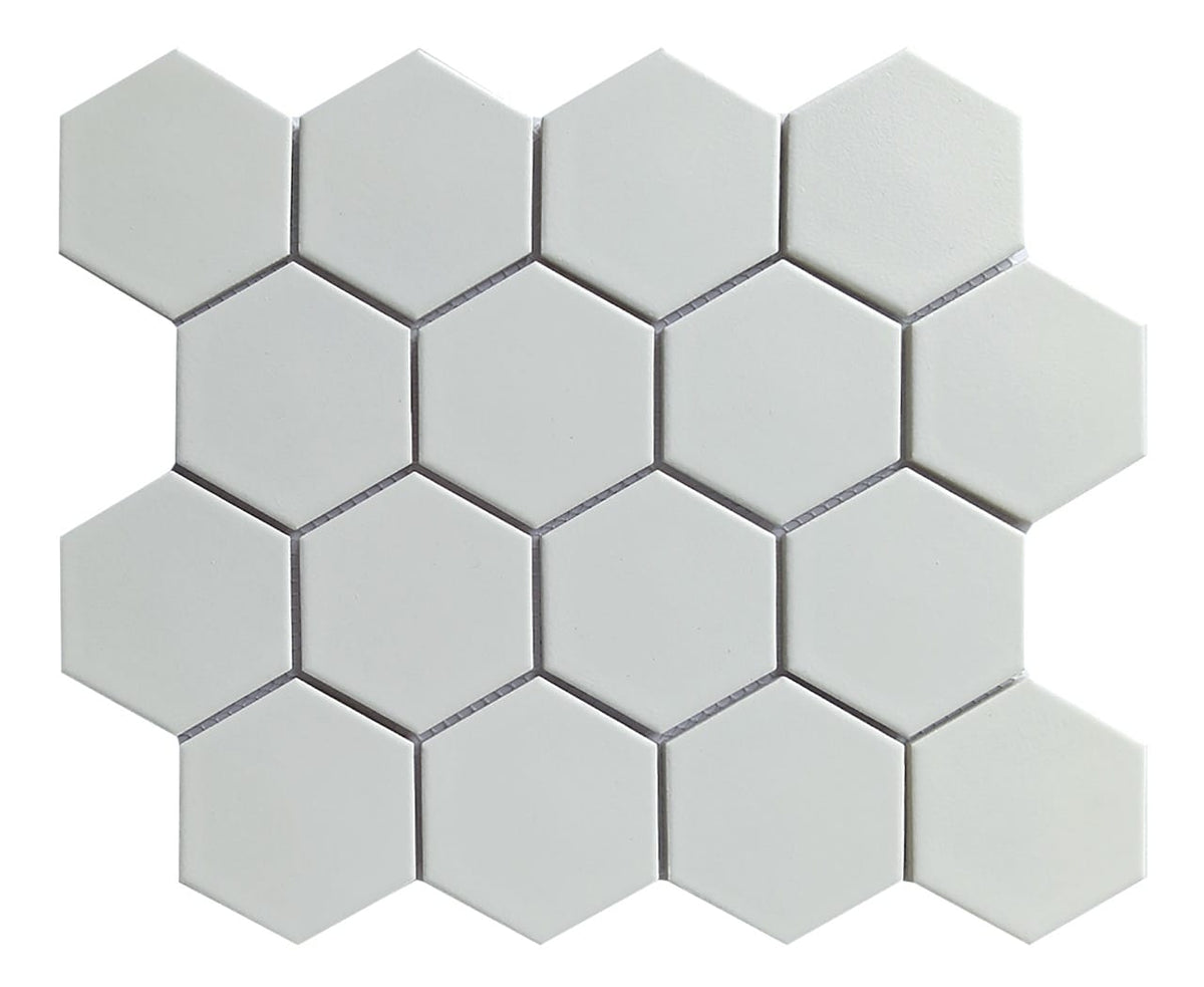 White Matte Hexagon 3"x3" Porcelain Mosaic