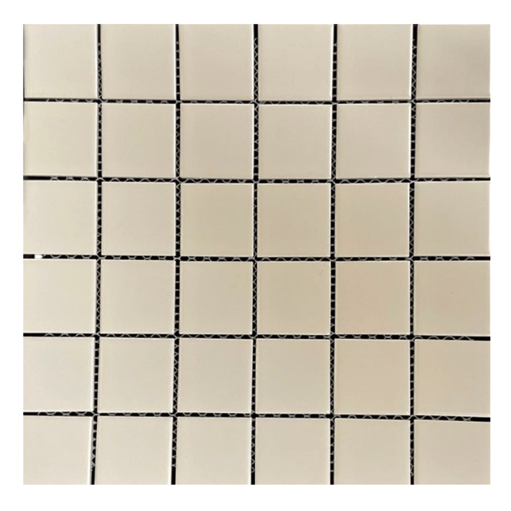BONE SATIN 2X2 Square Matte Porcelain Mosaic Tile - Tiles and Deco