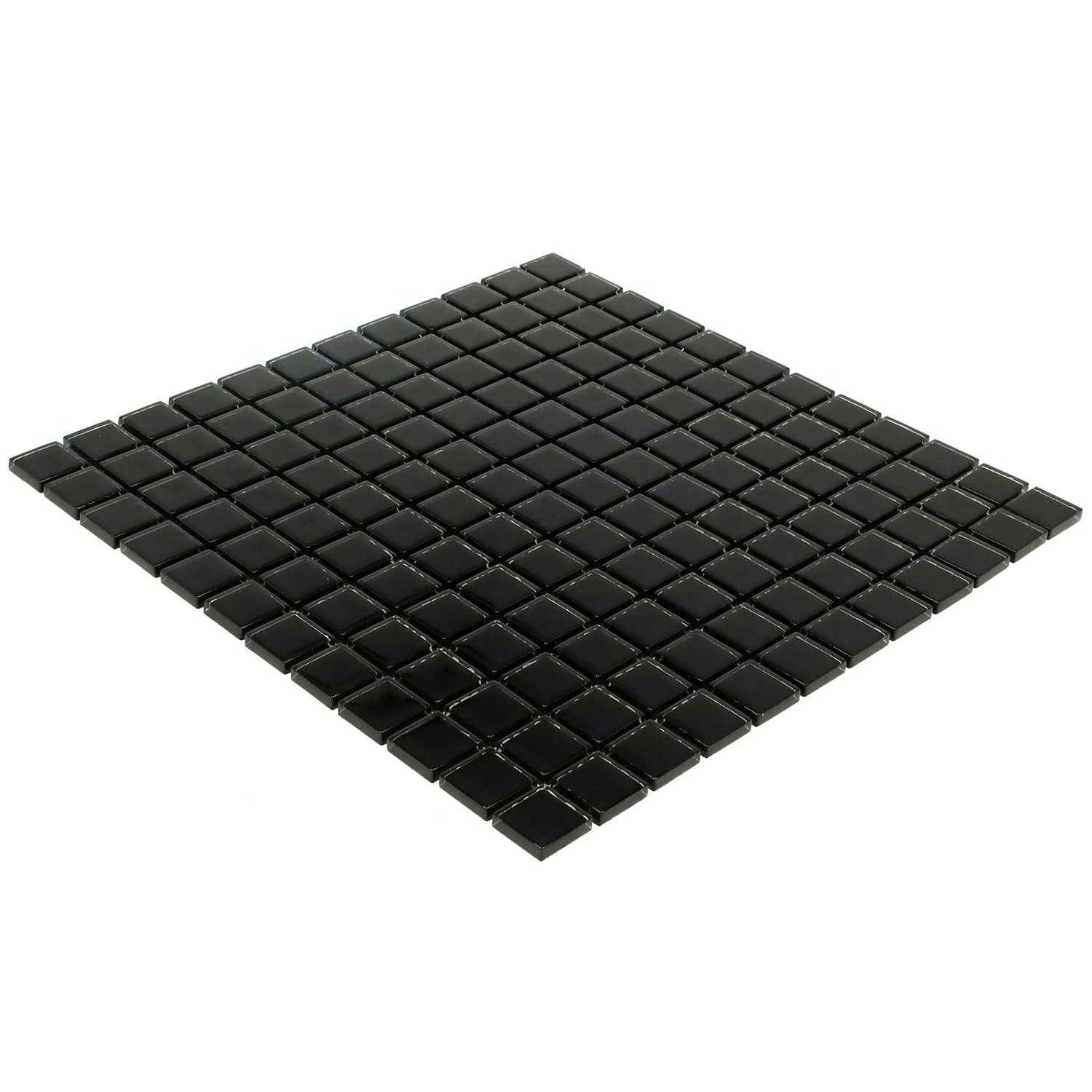 Solid Black 1x1 Glass Tile - Tiles and Deco