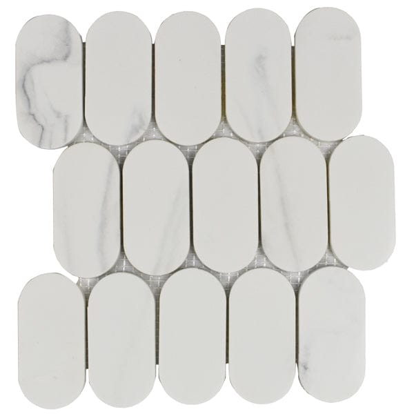 Calacata Oval 12"x12" Glass Mosaic Tile