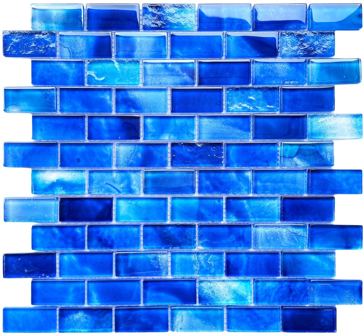 Blue glass mosaic tile pattern santorini blue