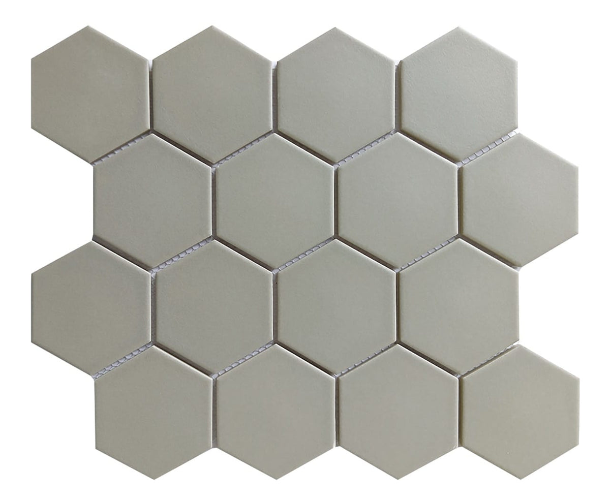 Tender Gray Matte Hexagon 3"x3" Porcelain Mosaic