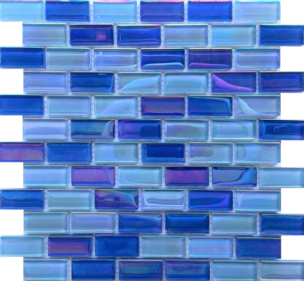 Blue Topazio 1x2 - Pool Tile  is an Exquisite Tile made of glass suitable for swimming pools, shower walls, backsplash, Jacuzzi, and spa - Tiles and Deco
