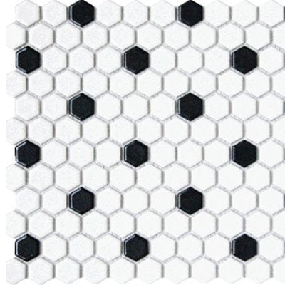 Hexagon Black and White 1x1 White & B...
