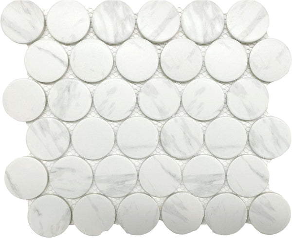 2" Carrara Matte Dots Mosaic - Tiles and Deco
