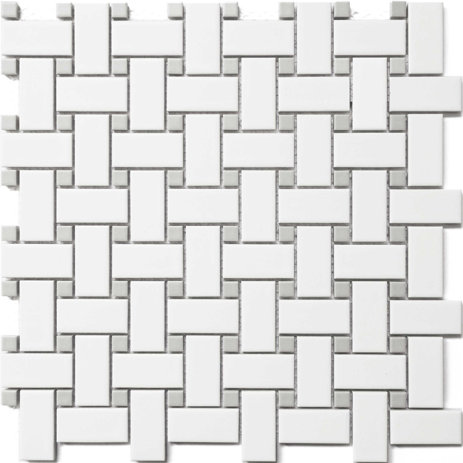 12x12 White and Gray Basket Weave Tile