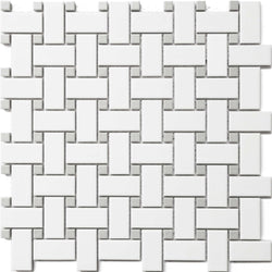 White and Gray Basket Weave Dot 12x12 - Tiles and Deco