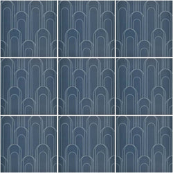 Art Deco Oval Navy Blue 8x8 - Tiles and Deco