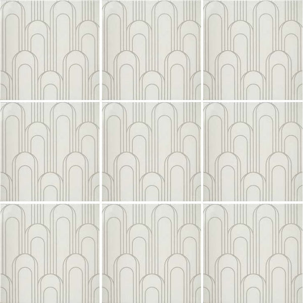 Art Deco Oval Gray Taupe 8x8 - Tiles and Deco