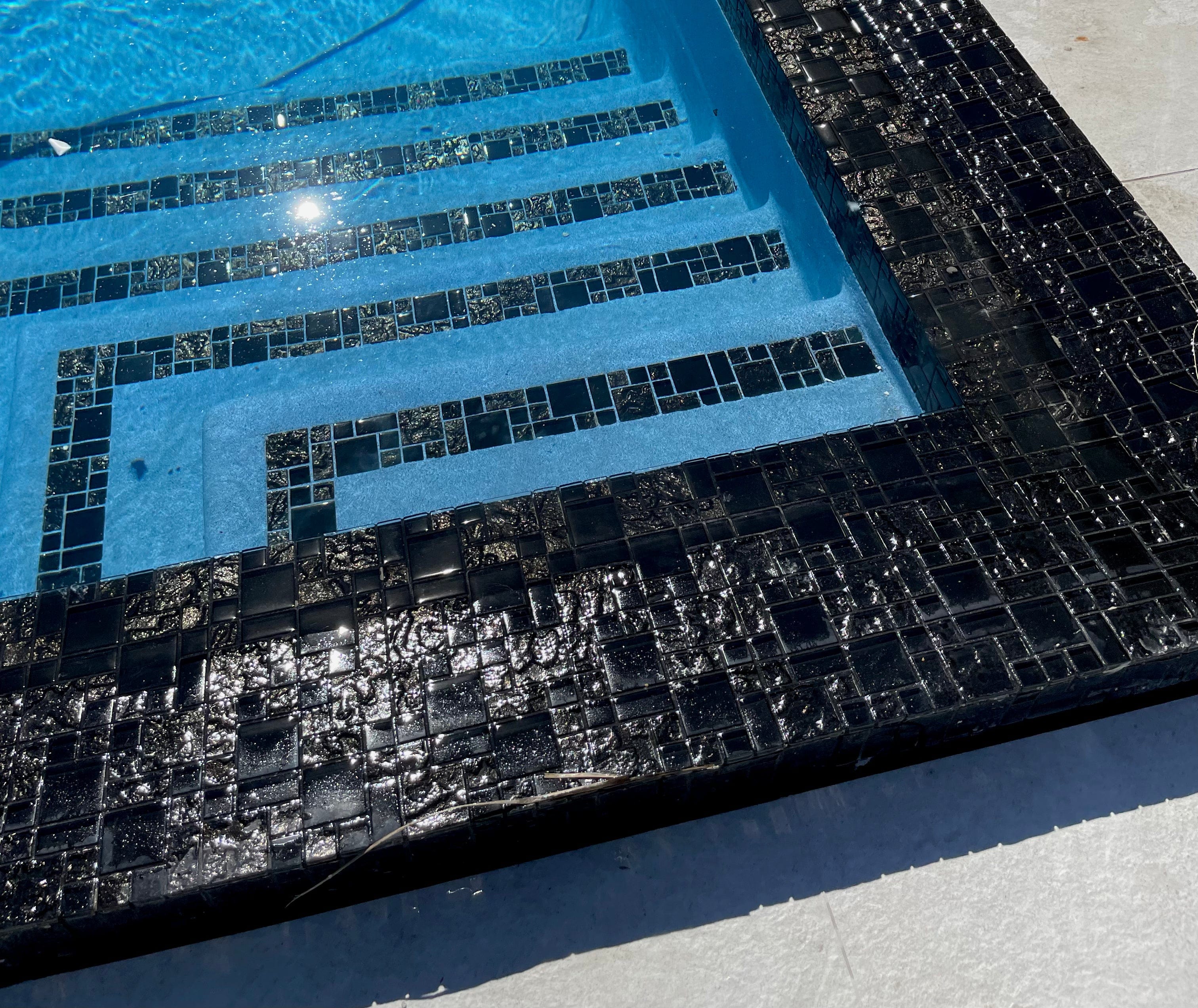 Onyx Black Texturized Designed Glass Tile