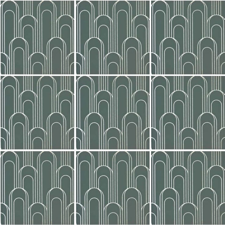 Oval Green White Art Deco Backsplash tiles