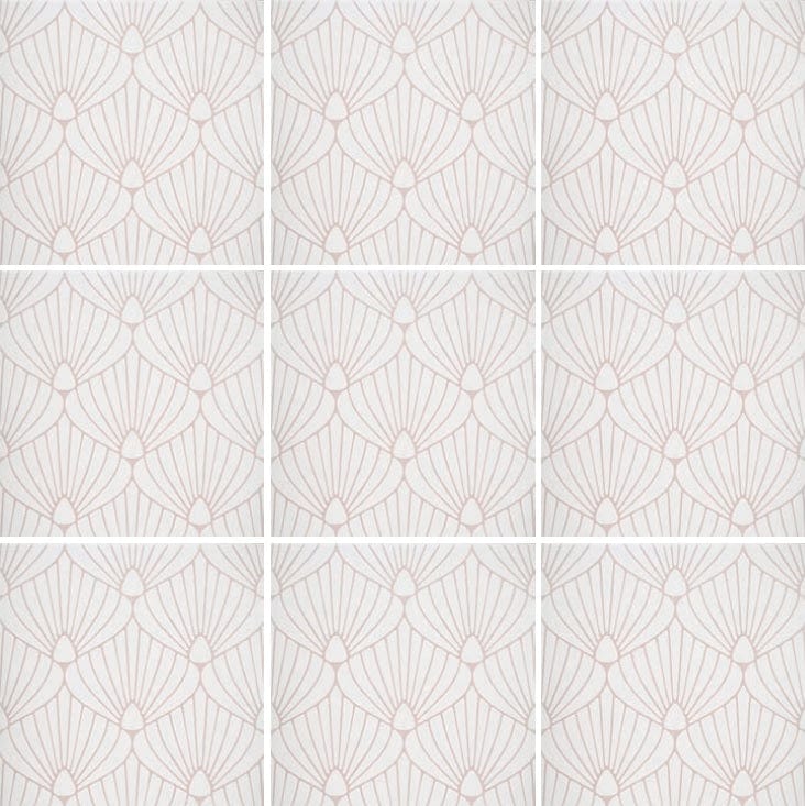 Art Deco Shell White Pink 8x8 - Tiles and Deco