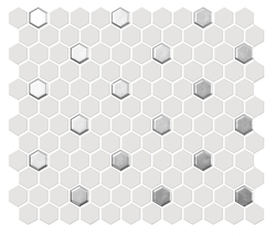 White & Silver 1x1 Hexagon 12x12 - Tiles and Deco