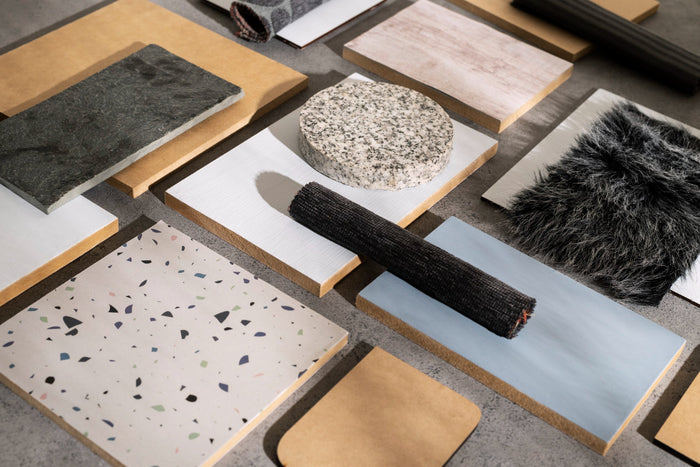 Floor tile material samples in modern home design 